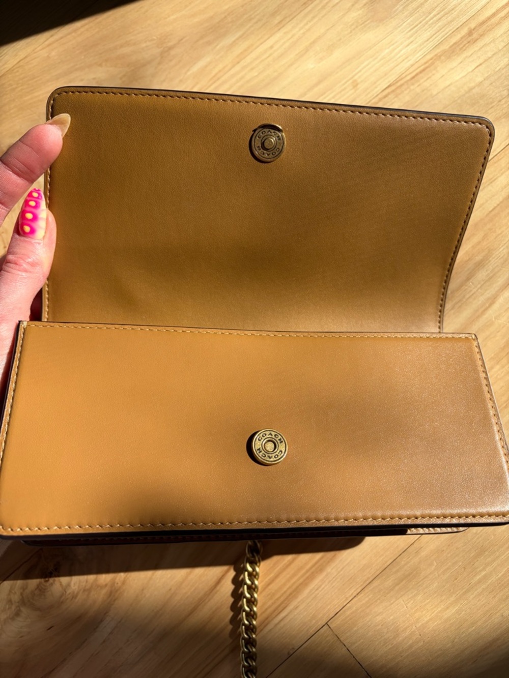 Coach Leather Evie Long Wallet with Chain in Honey Brown - Picture 3 of 5